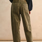 P5602   WASHED EFFECT CORDUROY PANTS: Brown / L