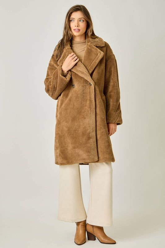 The James Double Breasted Faux Fur Coat