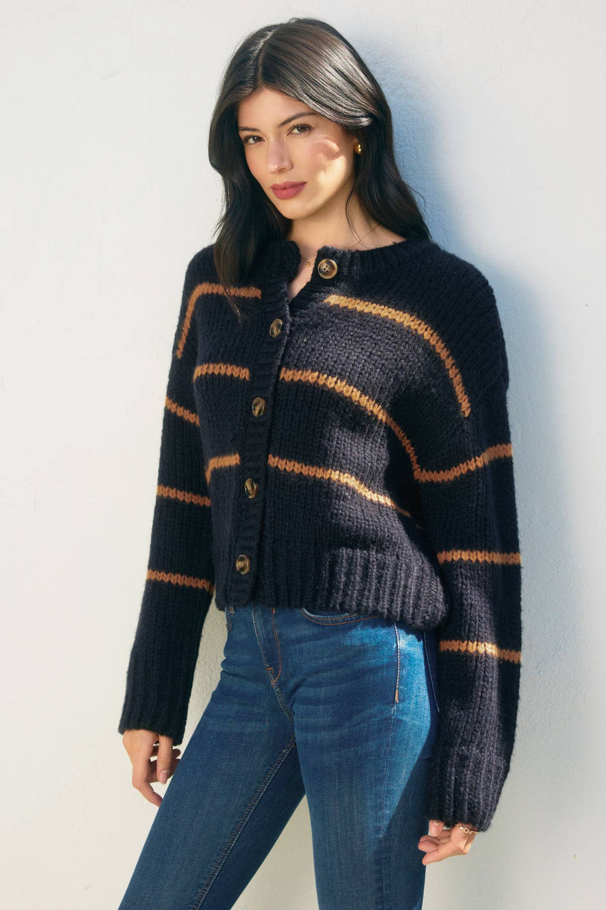 The Masha Striped Button Cardigan
