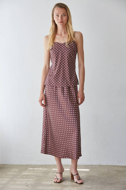 The Vienna Polka Dot Satin Skirt