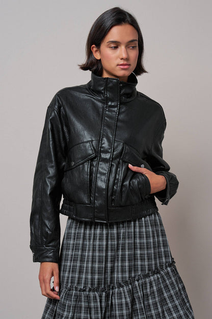 The Carlie Faux Leather Bomber Jacket