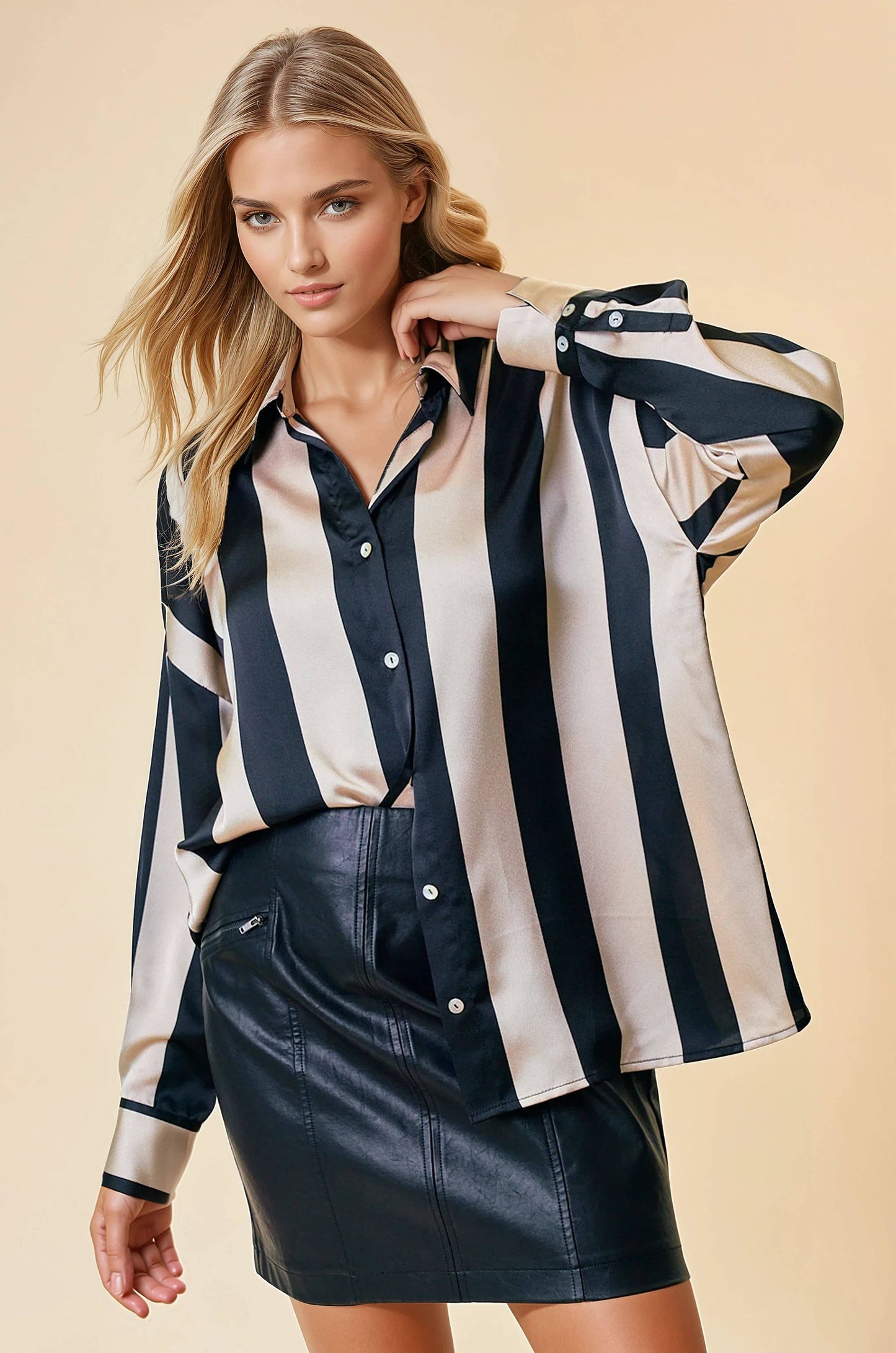 The Kiera Stripped Satin Shirt