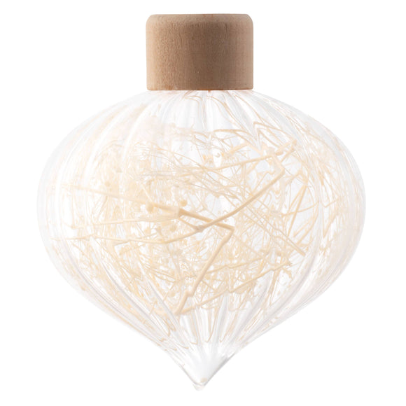 Baby's Breath Filled Fluted Glass Clear Ornament 2 shapes