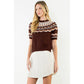 Short Sleeve Pattern Sweater: CINNAMON / XS-S-M-L(1-2-2-1)