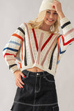 Stripe Pointelle Knit Sweater