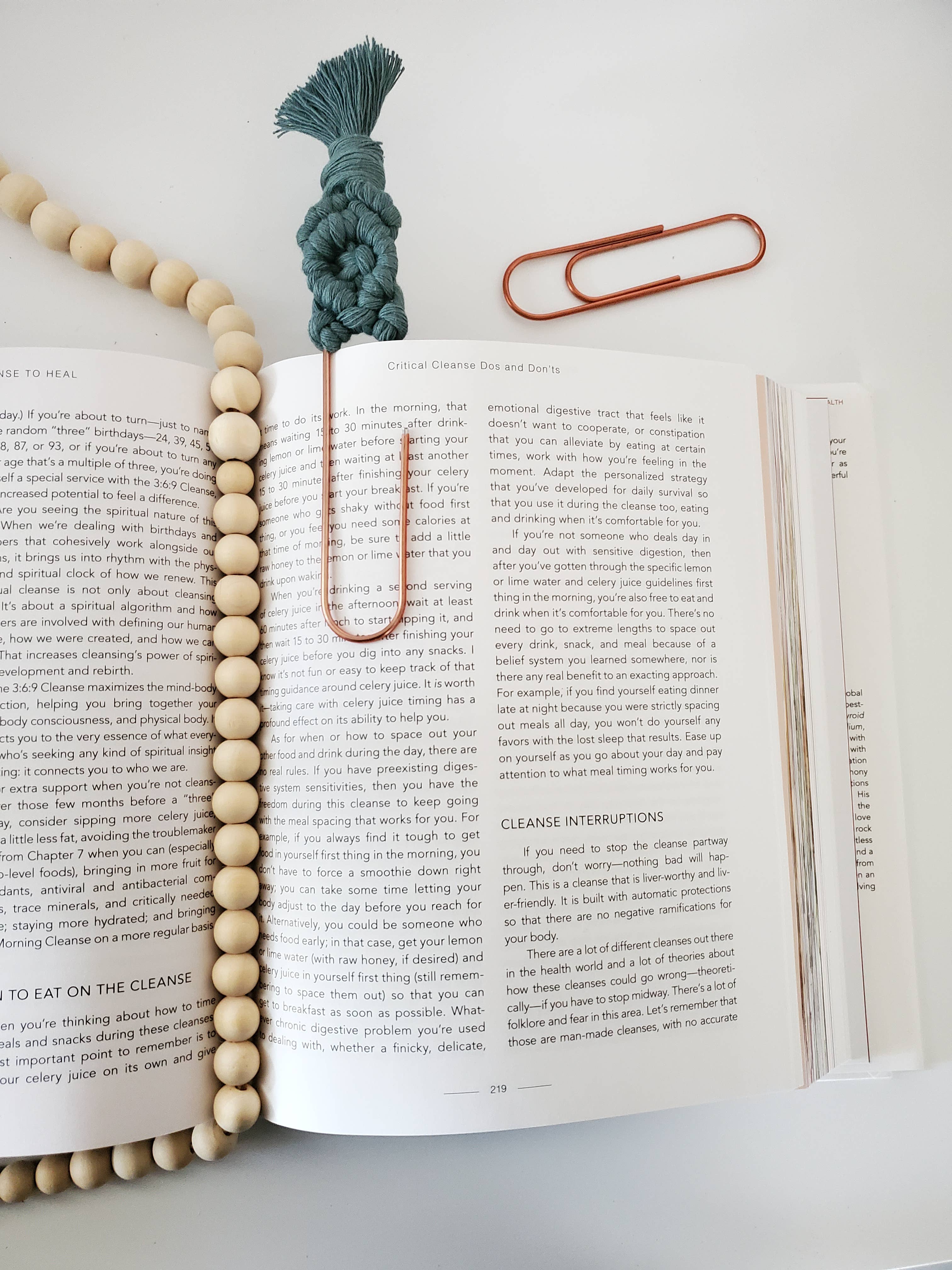 Macrame Diamond Bookmark: Toast, Canyon, Cloudy Blue
