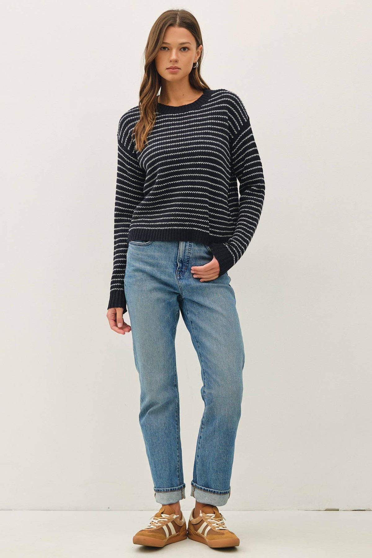 The Joey Striped Waffle Knit Sweater
