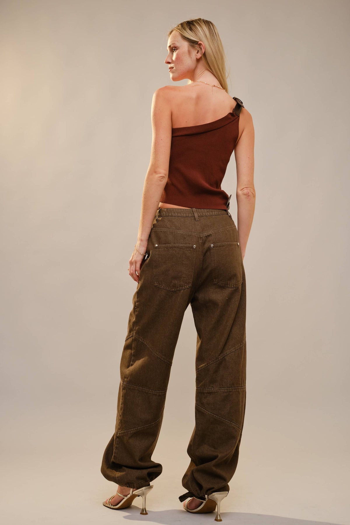 The Jennifer Metal Stud Drawstring Hem Jeans