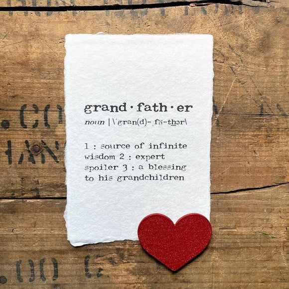 Grandfather definition print on handmade paper: 5x7