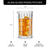 Alina Ribbed Cocktail Mixing Glass Pitcher - 20 oz