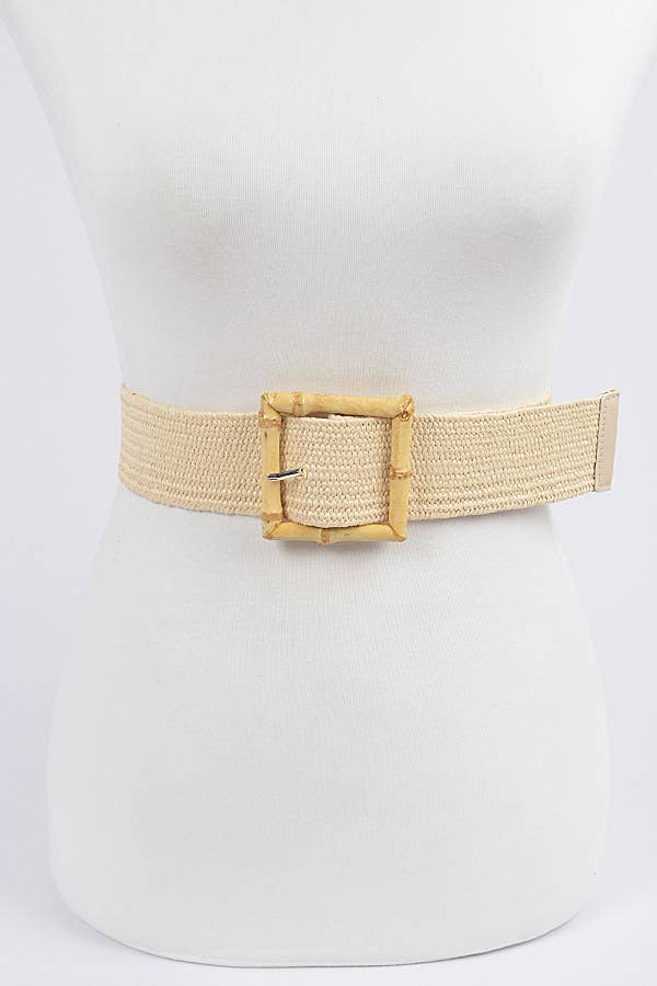 Braided Buckle Belt: Ivory