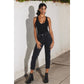 The Liv Ribbed Plunging Tank Bodysuit Black & White
