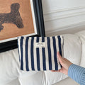 Striped Color Block Zip Tote