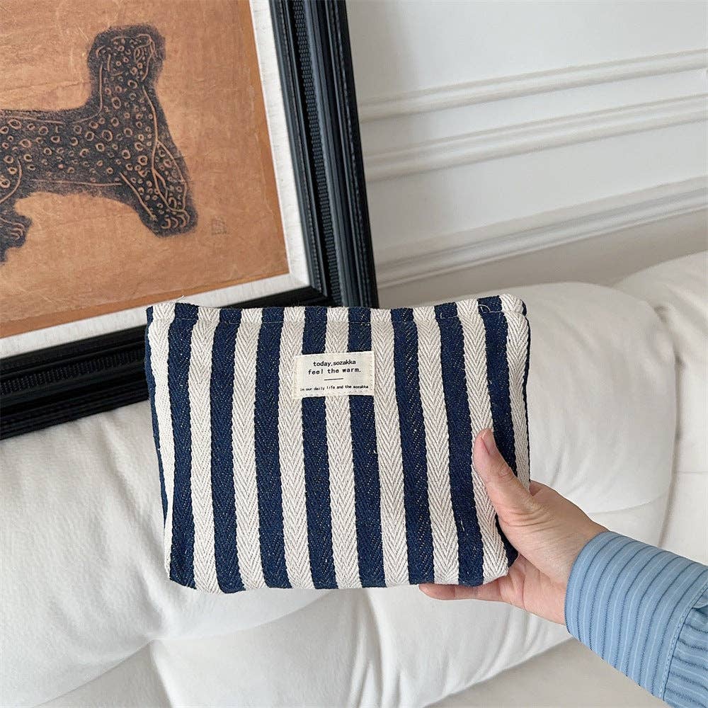 Striped Color Block Zip Tote