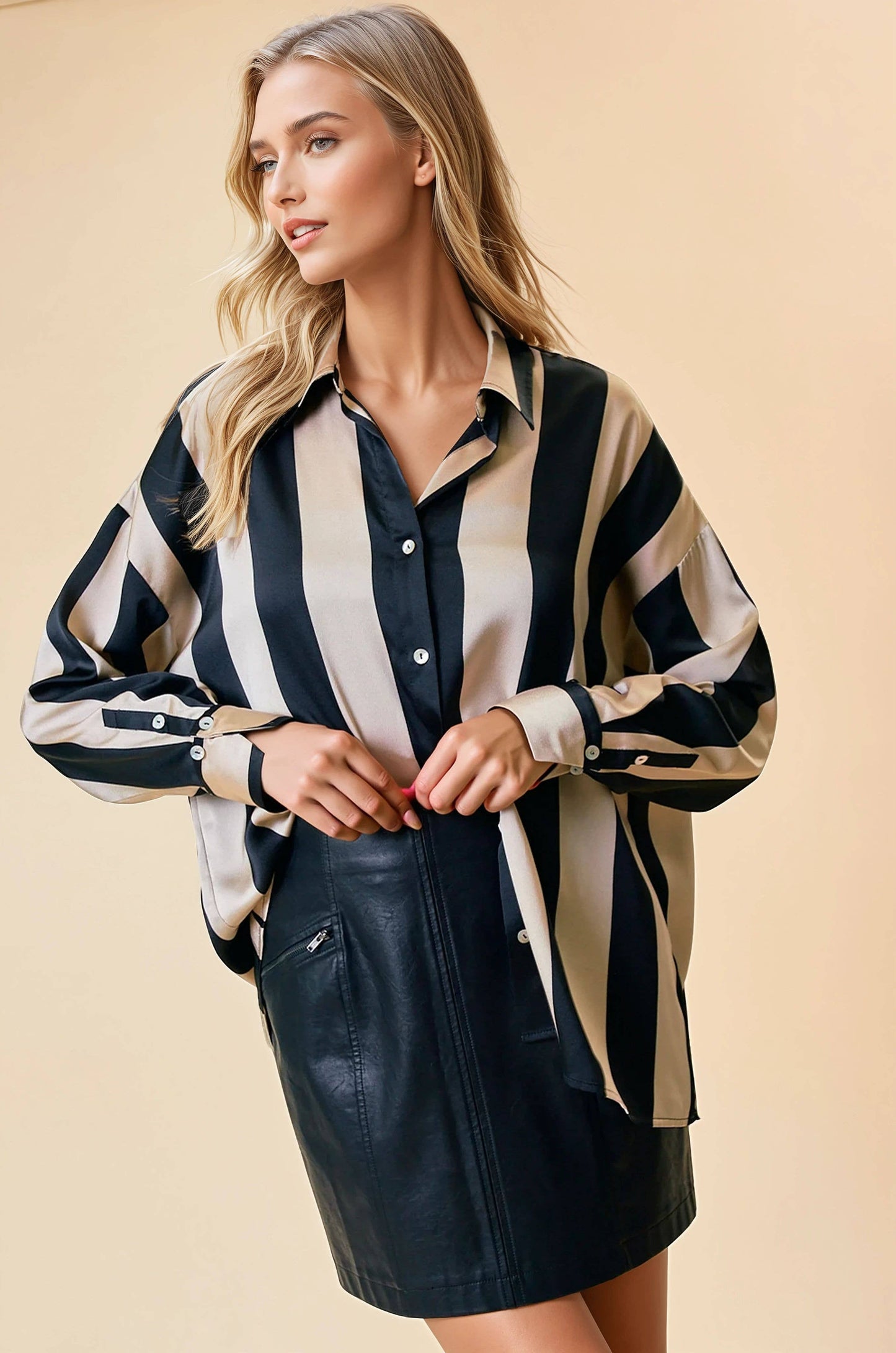 The Kiera Stripped Satin Shirt