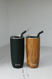 Stainless Steel Teakwood 24oz Tumbler with Straw