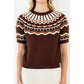 Short Sleeve Pattern Sweater: CINNAMON / XS-S-M-L(1-2-2-1)