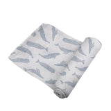 Blue Shadow Whales Bamboo Swaddle/Scarf