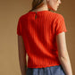 T7460   POINTELLE SHORT SLEEVE KNITTED TOP: OLD DENIM / L