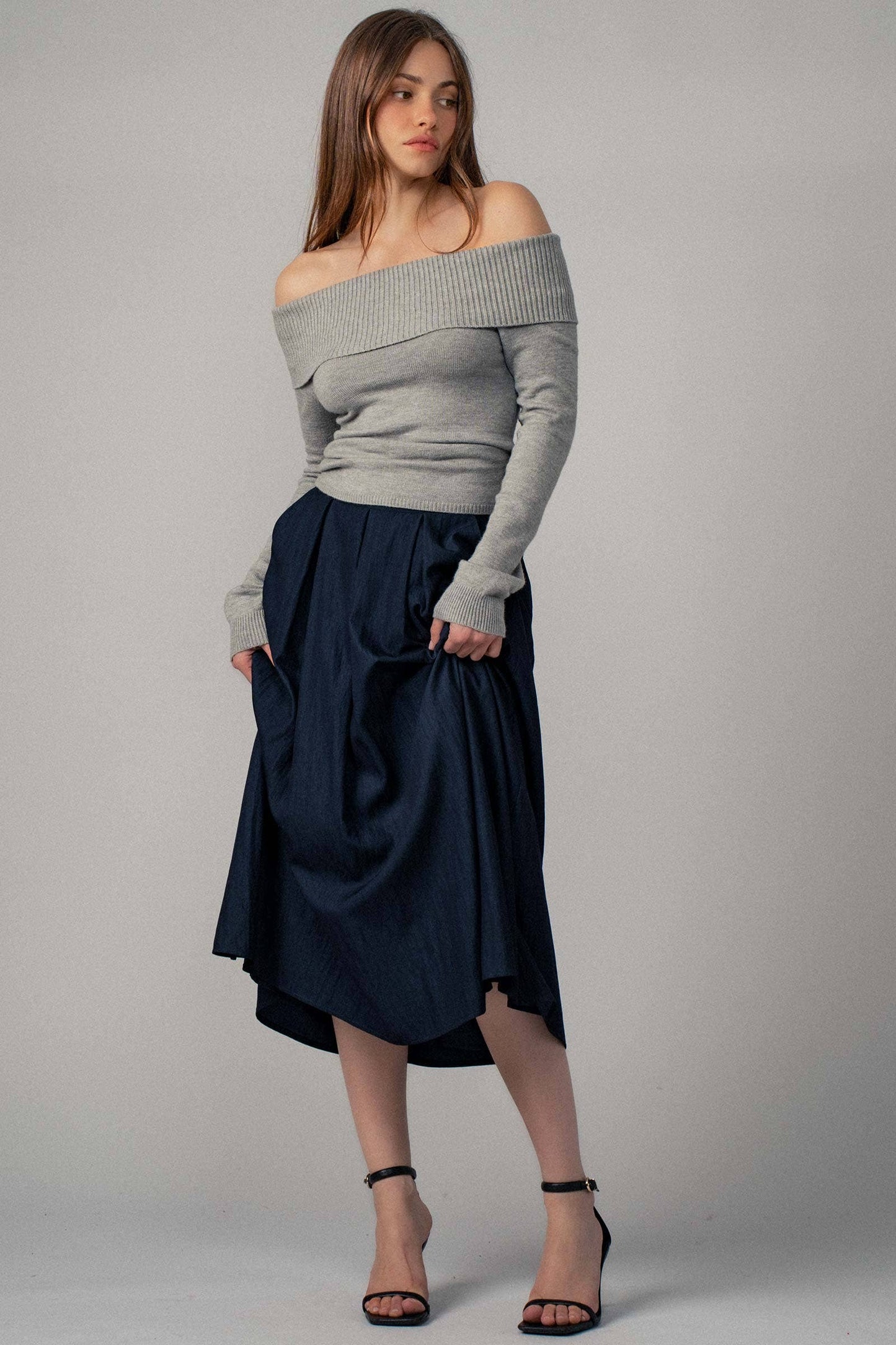 The Kris Ribbed Off-Shoulder Sweater