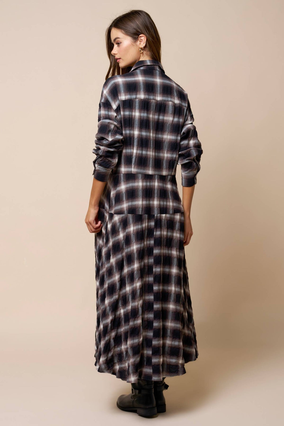 The Selena Plaid Button Down Maxi Dress