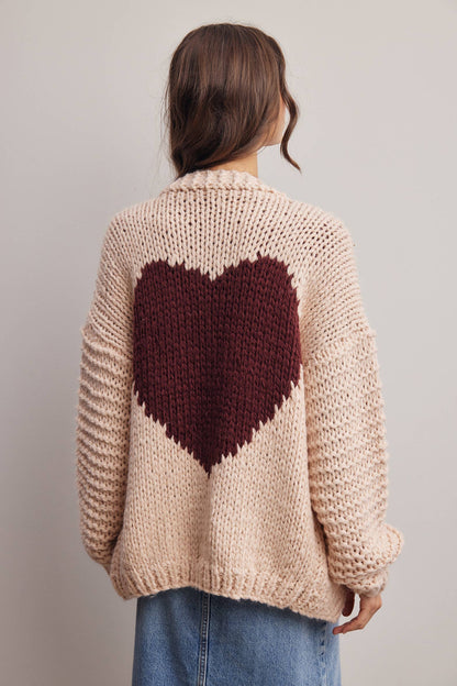 Chunky Knit Heart Back Cardigan