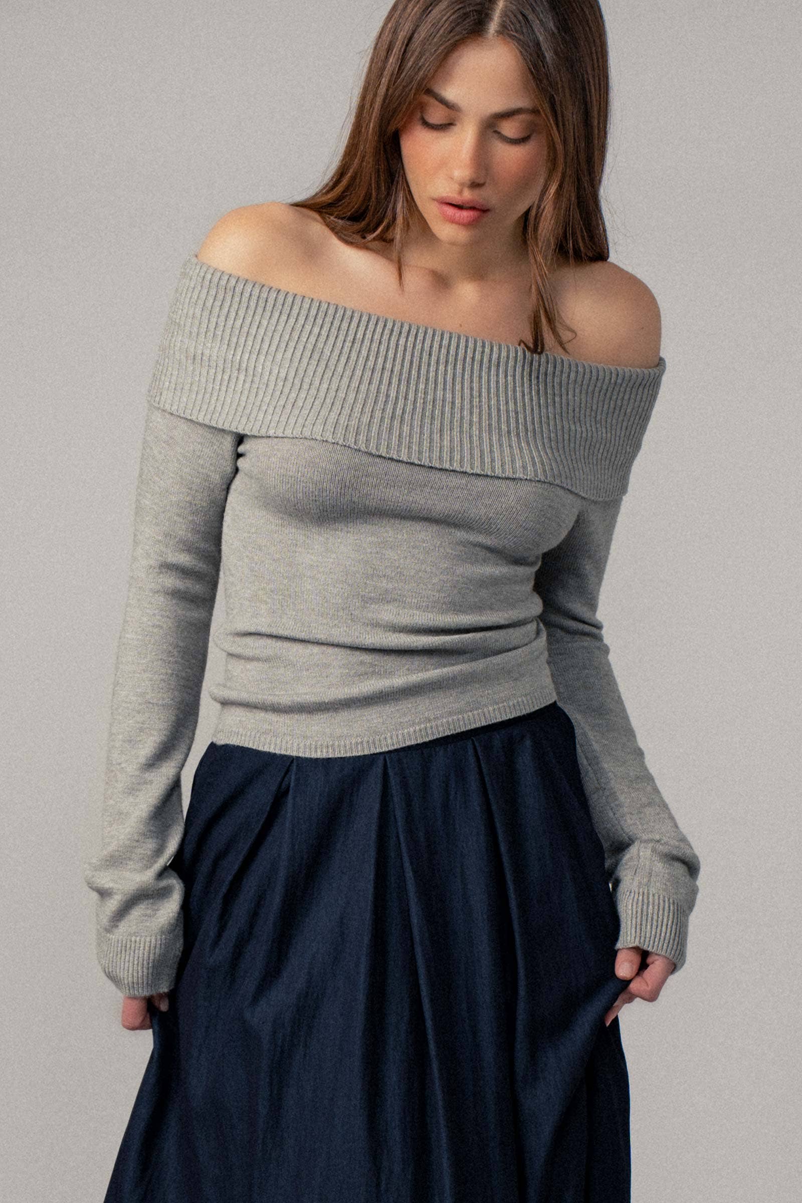 The Kris Ribbed Off-Shoulder Sweater