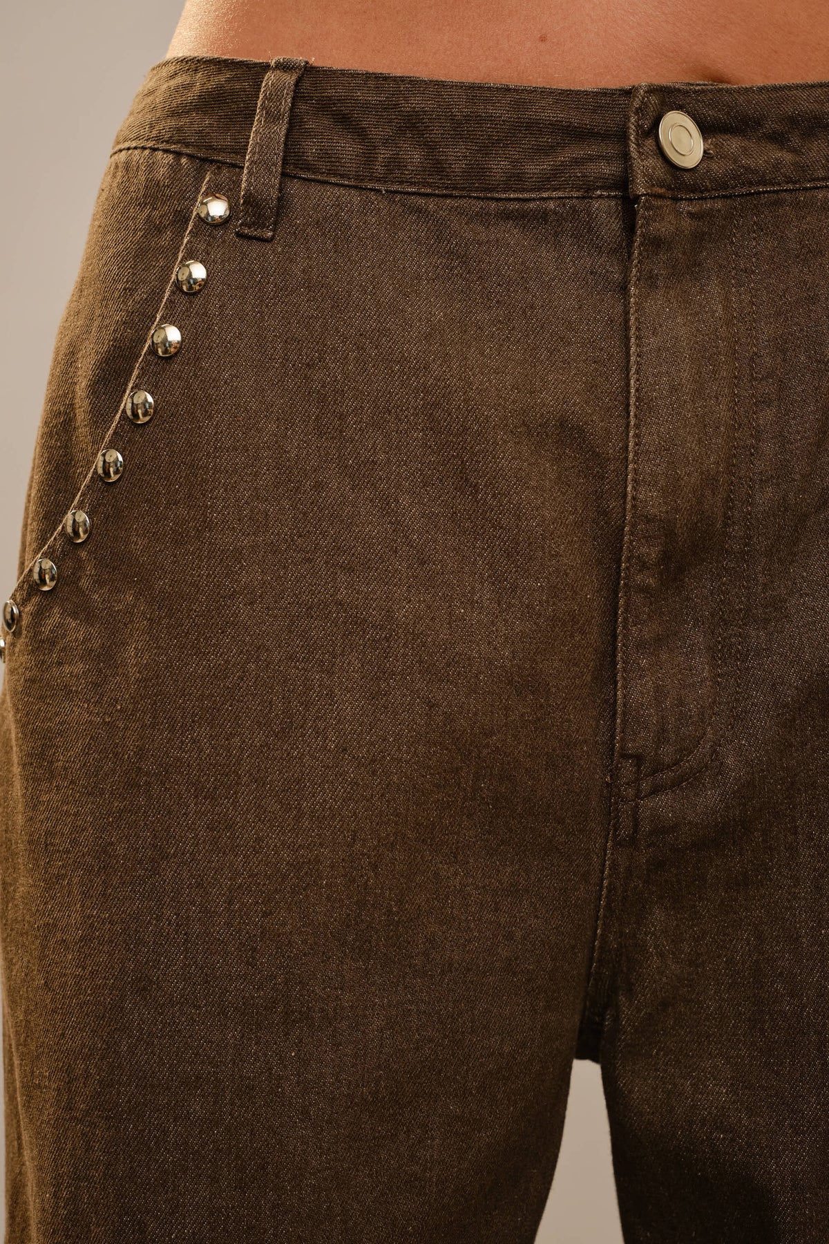 The Jennifer Metal Stud Drawstring Hem Jeans