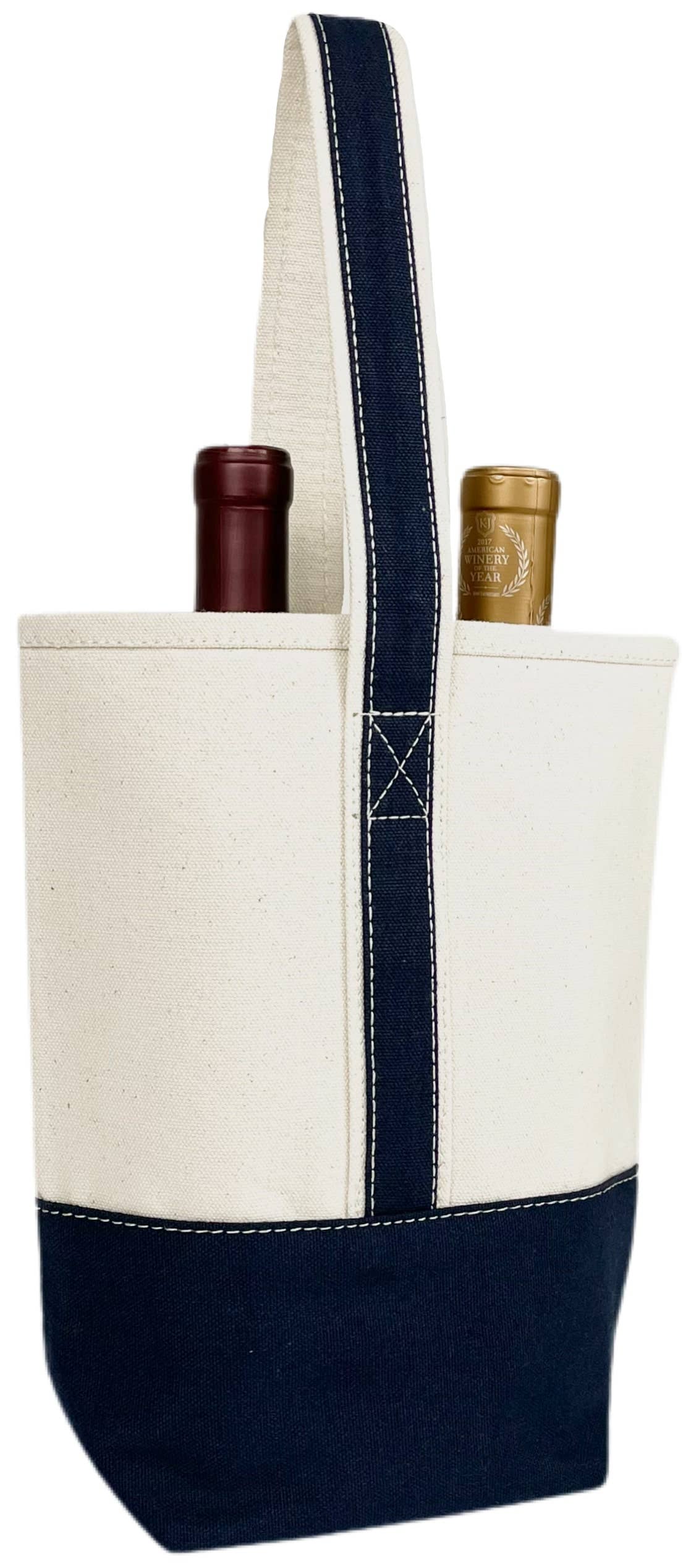 Wine Tote Bag: Navy & Red