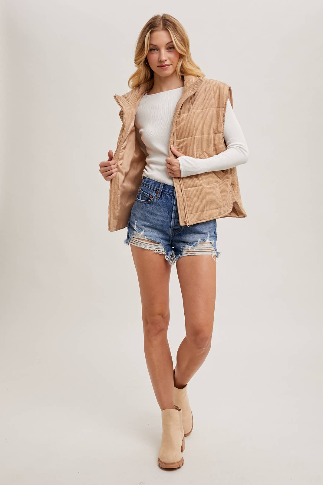 The Kena Corduroy Quilted Puffer Vest