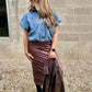 The Williamsburg Bubble Hem Denim Top