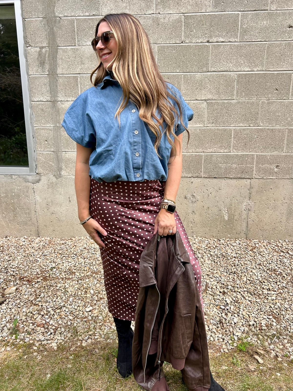 The Williamsburg Bubble Hem Denim Top