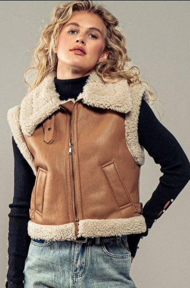 The Morgan Sherpa Faux Leather Vest