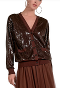 Relaxed V Neck Sequin Cardigan