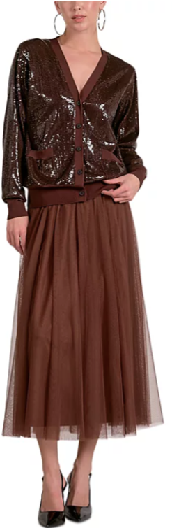 Relaxed V Neck Sequin Cardigan