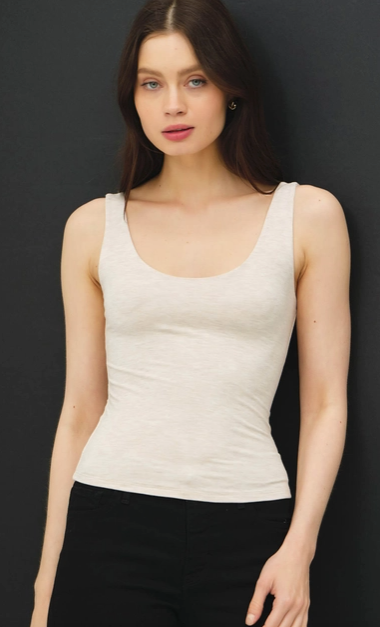 Scoop Neck Tank Black & Oatmeal