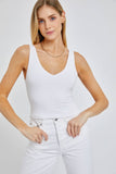 V Neck Crop Tank White & Black