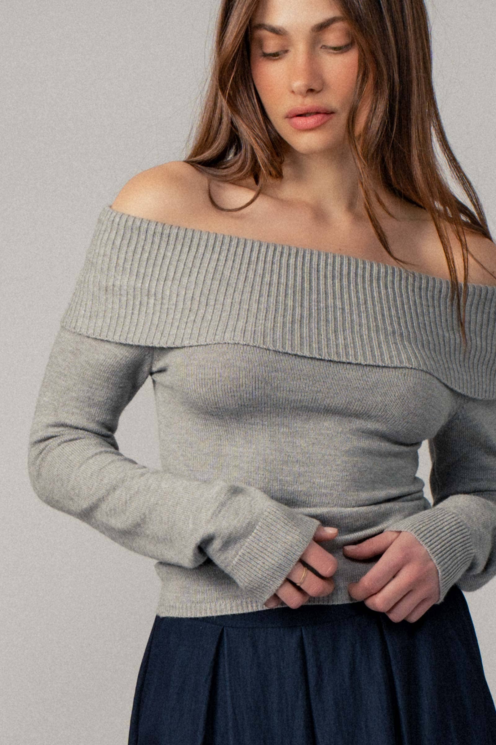 The Kris Ribbed Off-Shoulder Sweater