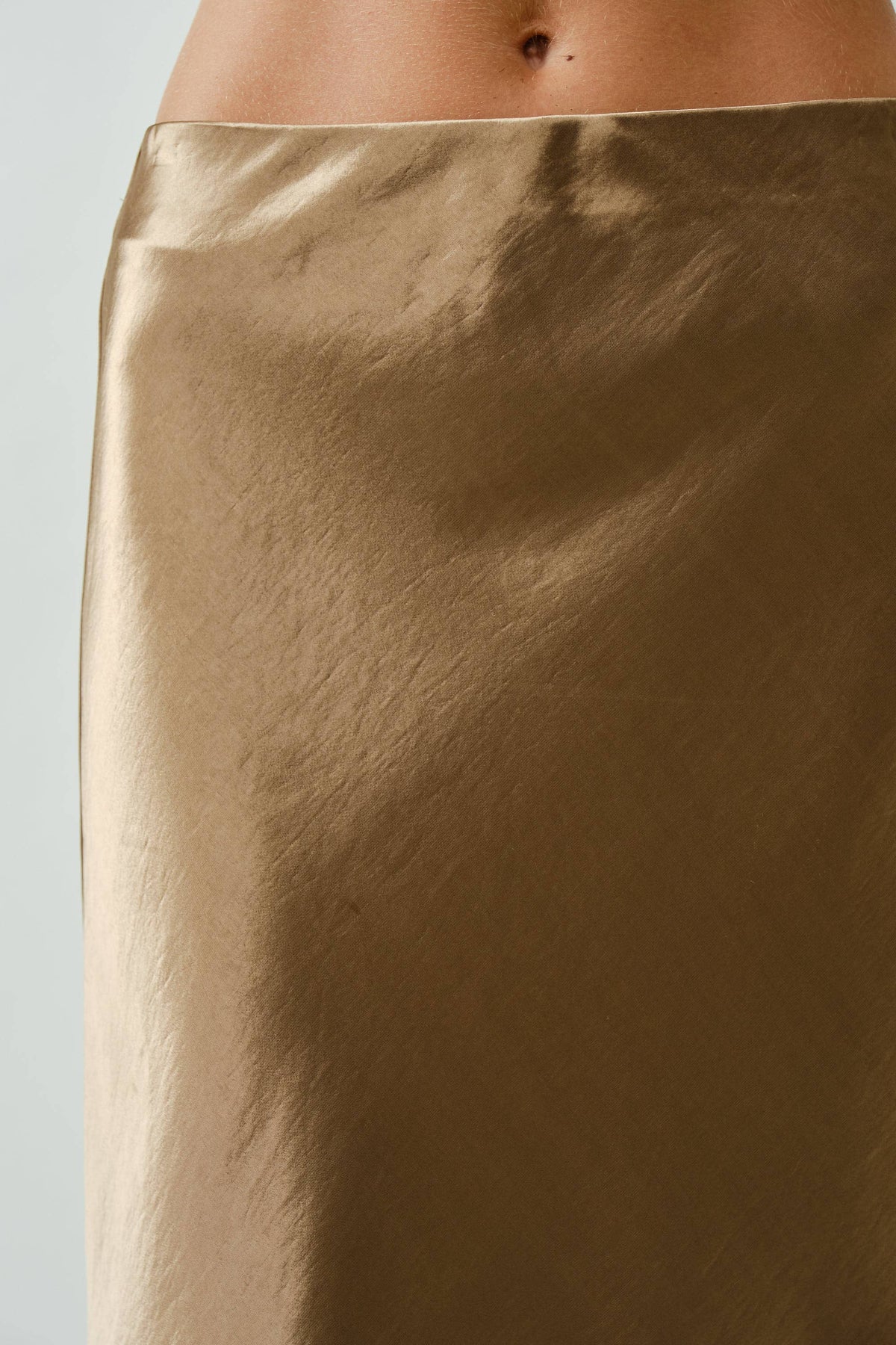 A-Line Satin Midi Skirt