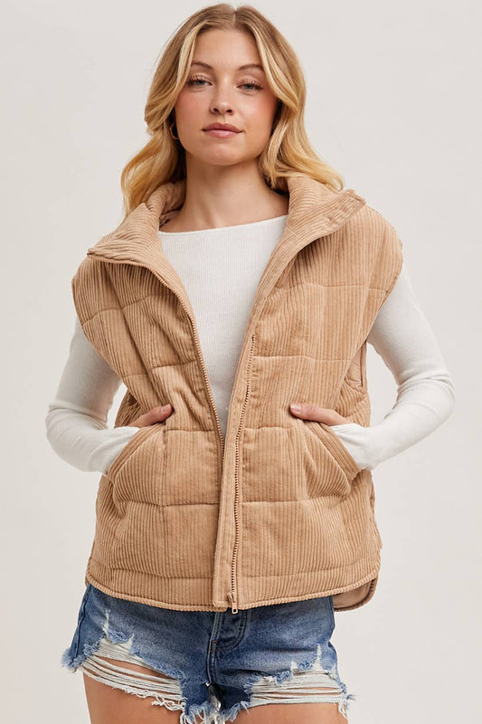 The Kena Corduroy Quilted Puffer Vest