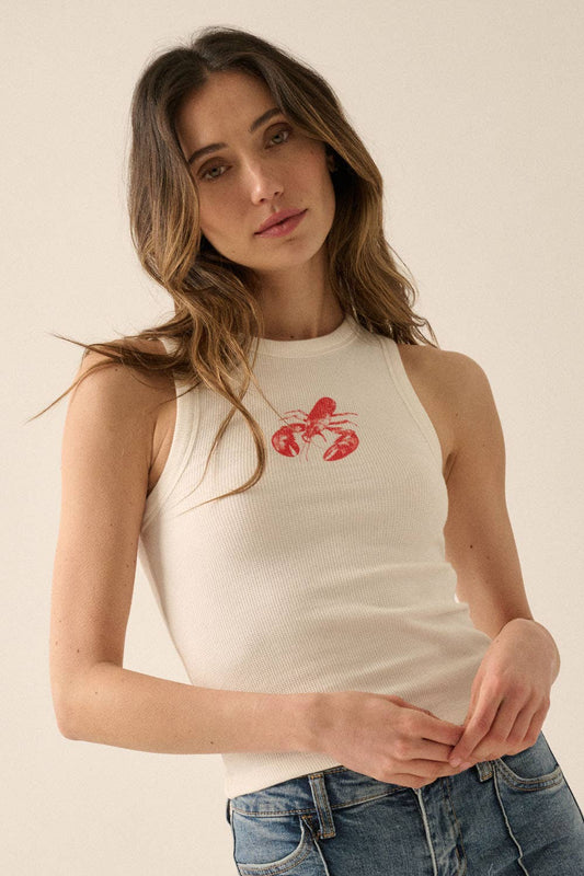 Lobster Vintage-Wash Racerback Tank Top