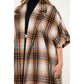 Plaid Drop Shoulder Mid Coat: RUST / XS-S-M-L(1-2-2-1)
