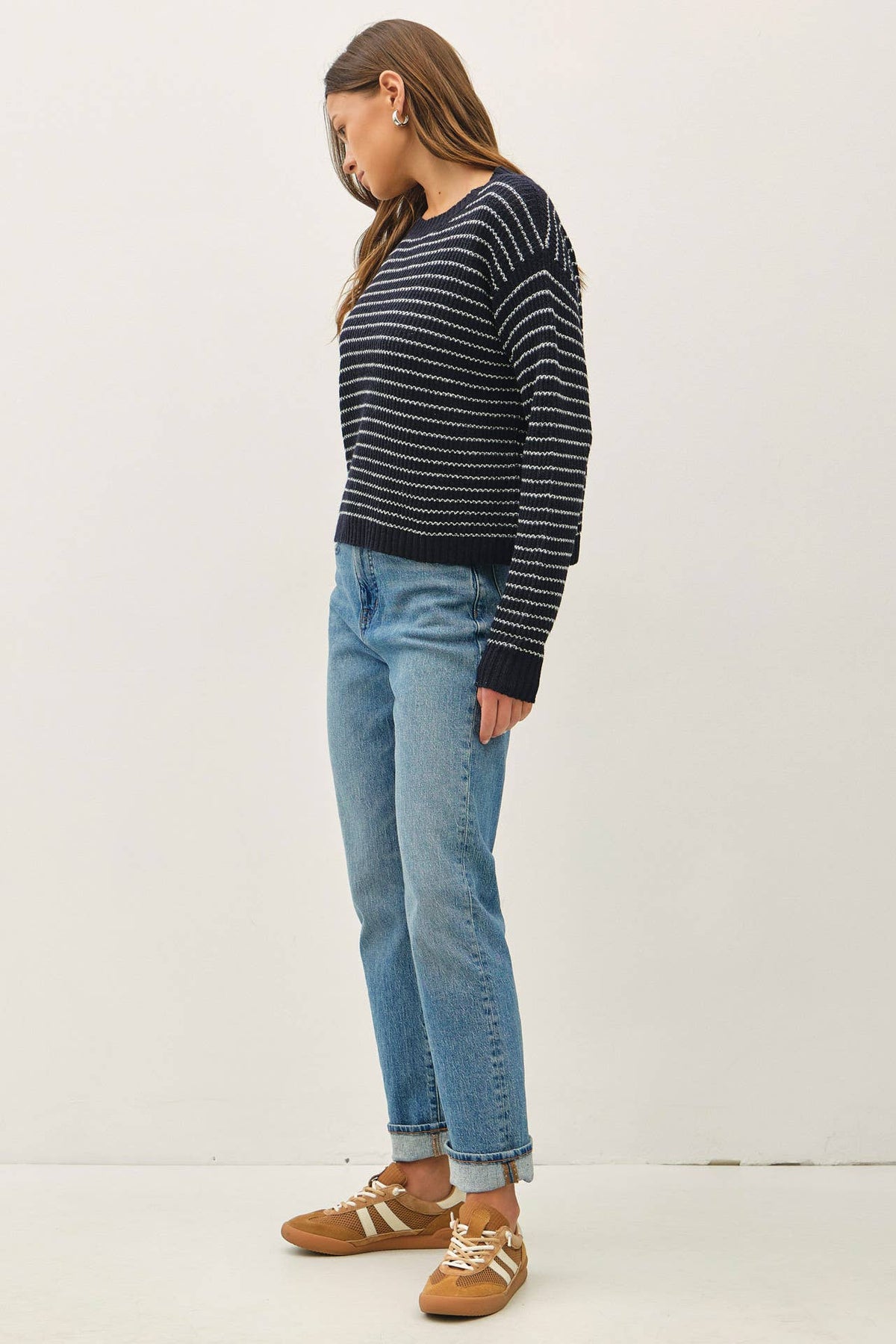 The Joey Striped Waffle Knit Sweater