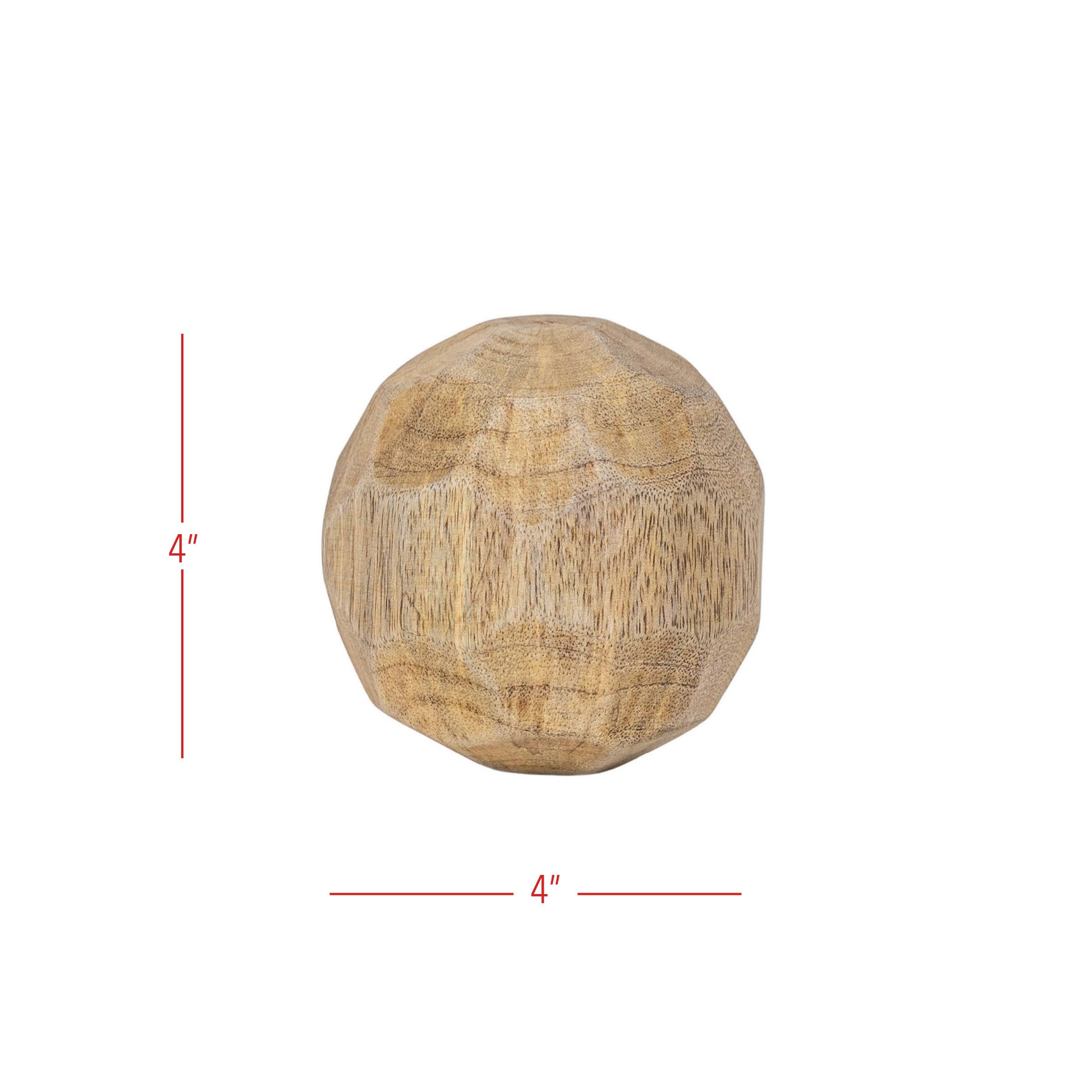 Luna Carved Natural Wood Ball