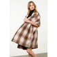 Plaid Drop Shoulder Mid Coat: RUST / XS-S-M-L(1-2-2-1)