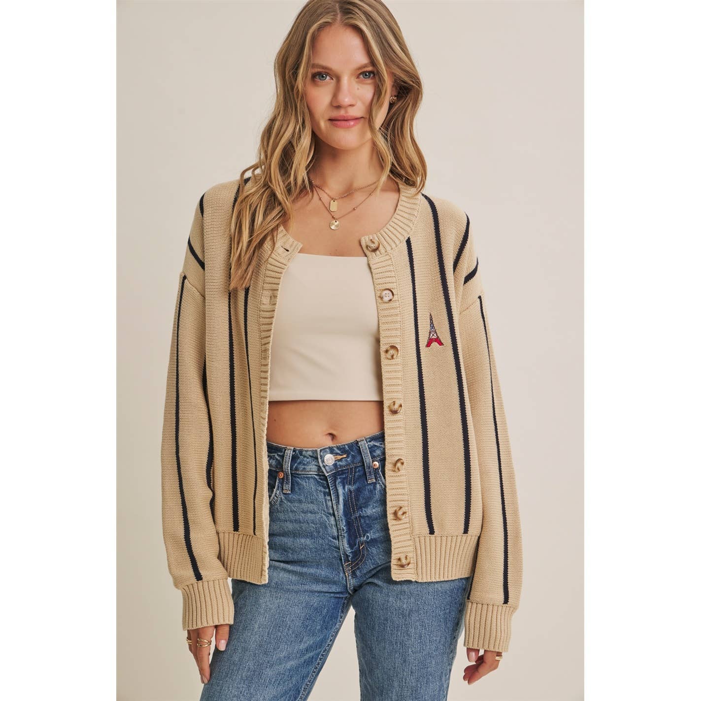 Postcard Emproidered Cardigan