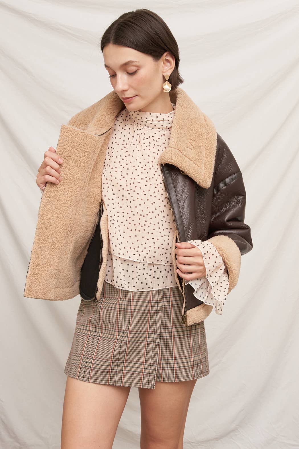 Faux Leather Aviator Jacket