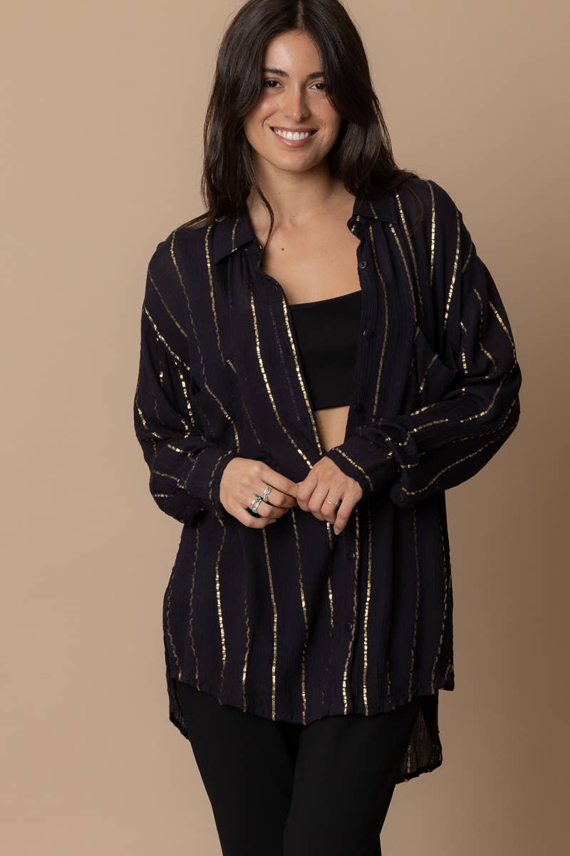 The Devon Shimmer Stripped Button Down