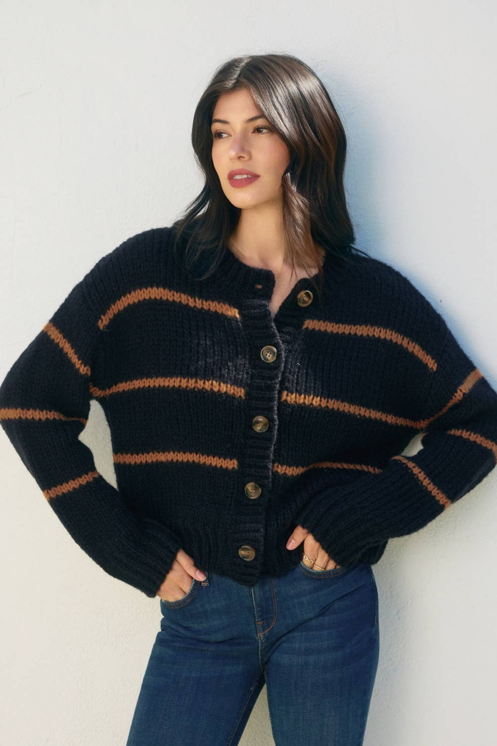 The Masha Striped Button Cardigan