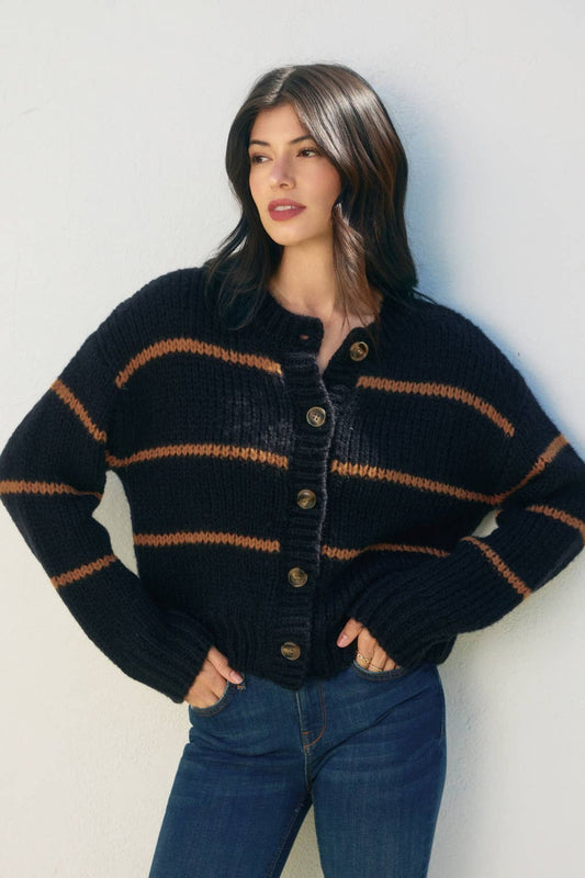 The Masha Striped Button Cardigan